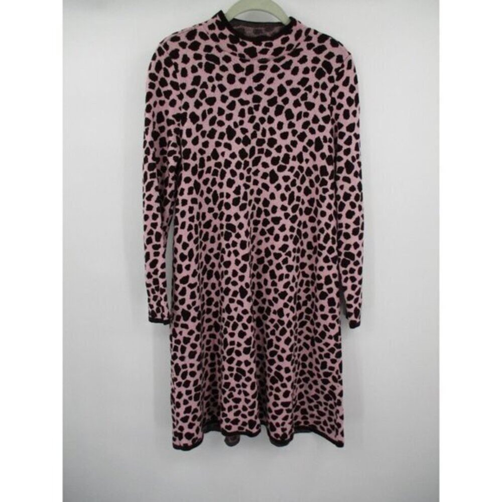 Ann Taylor Womens Dress MP Pink Animal Print Sweater Dress Ladies Knit Black